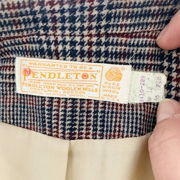 Pendleton Vintage Pure Virgin Wool Houndstooth Blazer Jacket Women's Size 12 - Picture 10 of 11